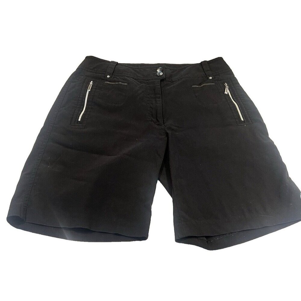 Jamie Sadock Golf Shorts Women Size 4 Black Bermuda Stretch Zippered Pockets 8”